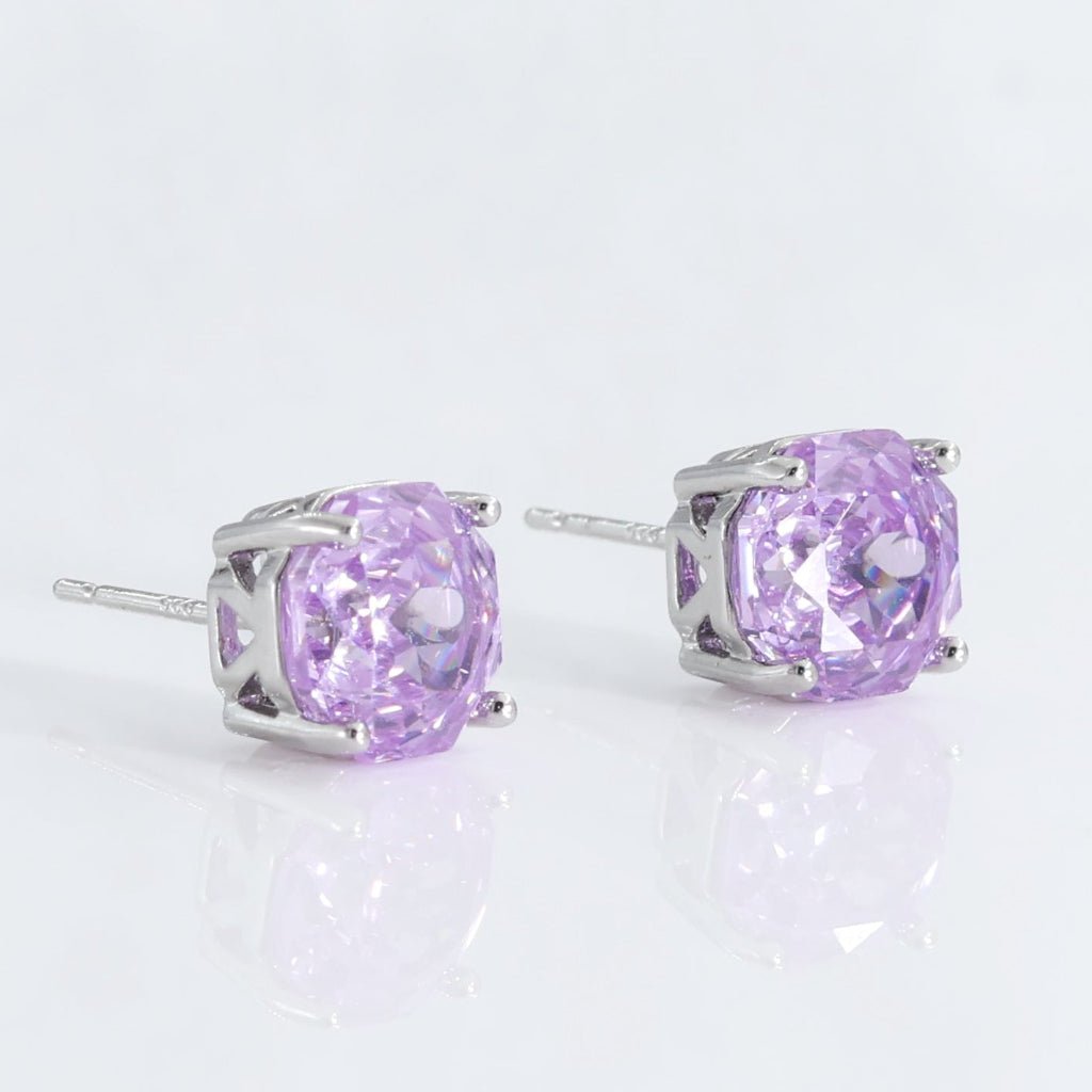 Amethyst Rose Cut Crystal Stud Earrings | Luxury Earrings by Kohizen