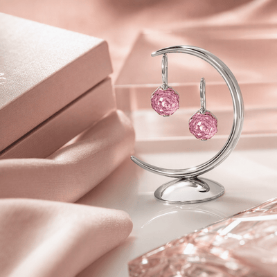 Blush Pink Rose Cut Crystal Drop Earrings