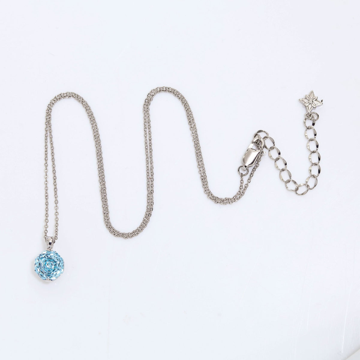 Ocean Blue Rose Cut Crystal Pendant Necklace | Luxury Necklace by Kohizen
