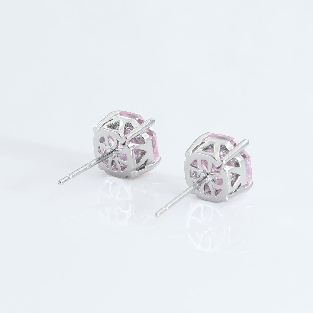 Rose Quartz Rose Cut Crystal Stud Earrings | Luxury Earrings by Kohizen
