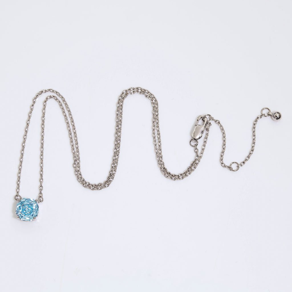 Sky Blue Rose Cut Crystal Pendant Necklace | Luxury Necklace by Kohizen