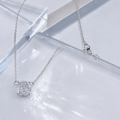 Zirconia Solitaire Rose Cut Pendant Necklace