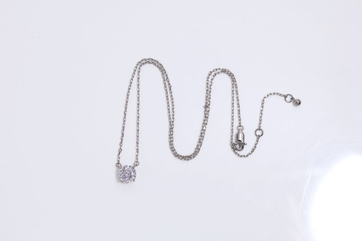 Zirconia Solitaire Rose Cut Pendant Necklace | Luxury Necklace by Kohizen