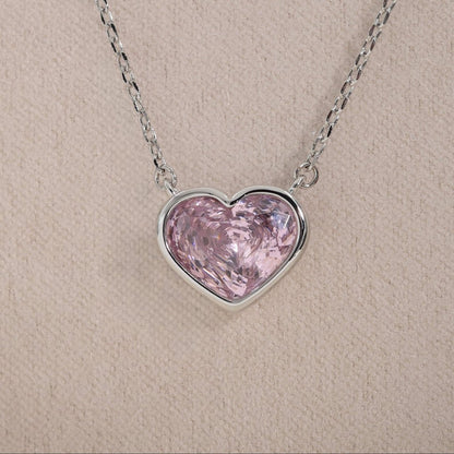 Blush Lilac Rose Cut Crystal Heart Pendant Necklace | Luxury Necklace by Kohizen