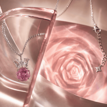 Blush Pink Rose Cut Crystal Butterfly Pendant Necklace | Luxury Necklace by Kohizen