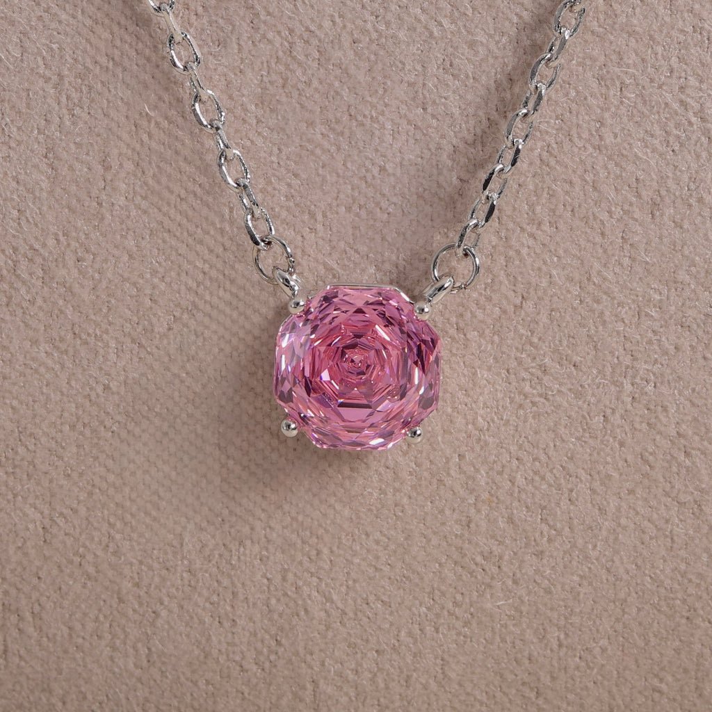 Blush Pink Rose Cut Crystal Pendant Necklace | Luxury Necklace by Kohizen