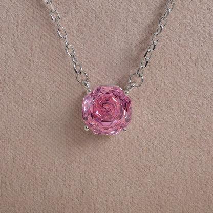 Blush Pink Rose Cut Crystal Pendant Necklace | Luxury Necklace by Kohizen