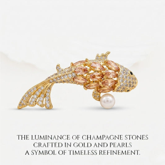 Champagne Pearl Koi Brooch | Luxury by Kohizen