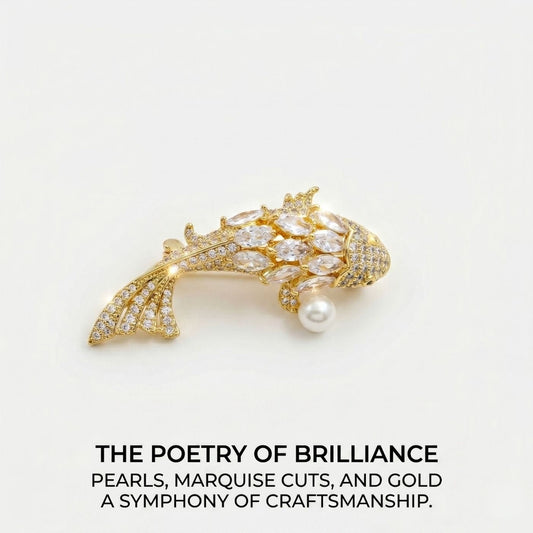 Champagne Pearl Koi Brooch | Luxury by Kohizen