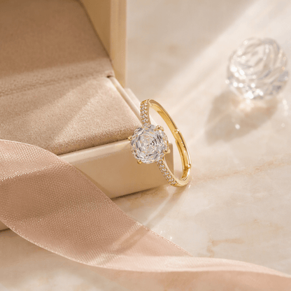 Clear Rose Cut Crystal Gold Plated Ring | Luxury Rings by Kohizen