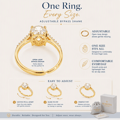 Clear Rose Cut Crystal Gold Plated Ring | Luxury Rings by Kohizen