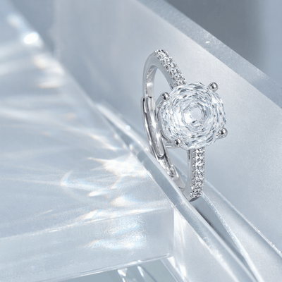Clear Rose Cut Crystal Ring