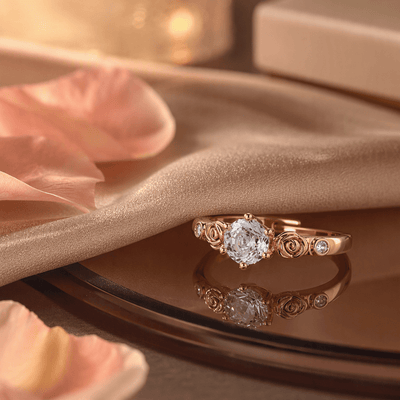 Clear Rose Cut Crystal Rose Gold Ring