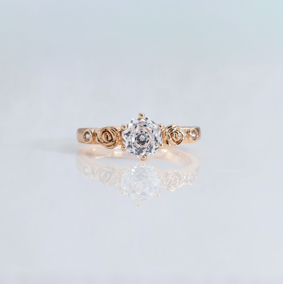 Clear Rose Cut Crystal Rose Gold Ring | Luxury Rings by Kohizen