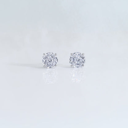 Clear Rose Cut Crystal Stud Earrings | Luxury Earrings by Kohizen