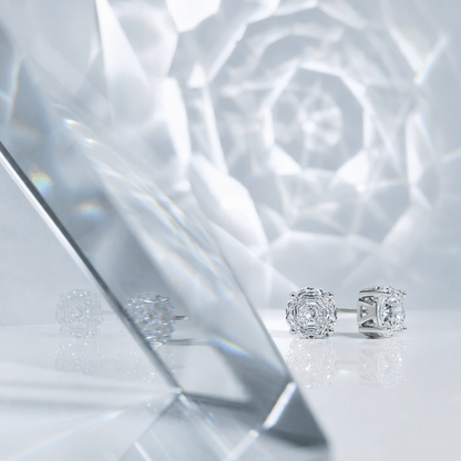 Clear Rose Cut Crystal Stud Earrings | Luxury Earrings by Kohizen