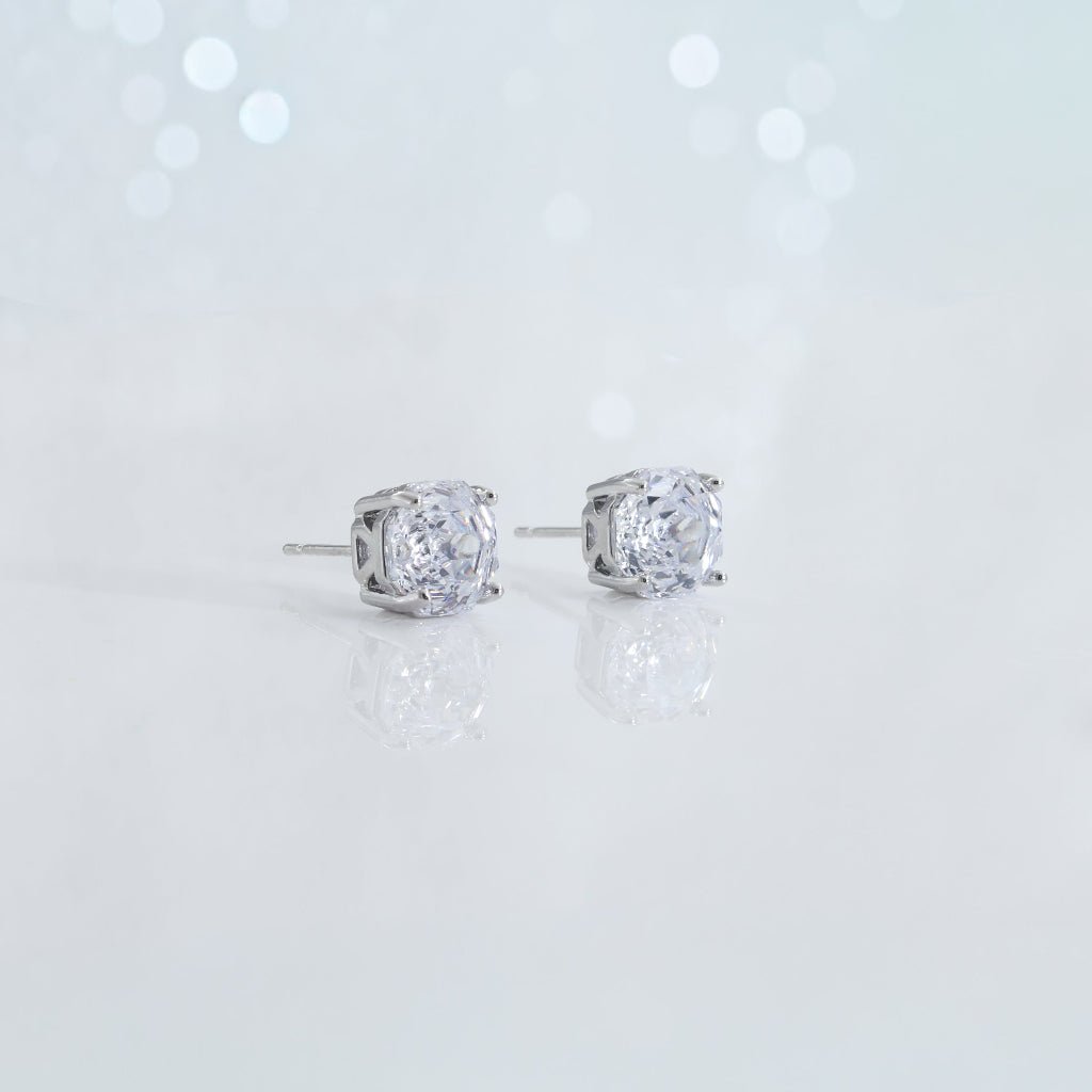 Clear Rose Cut Crystal Stud Earrings | Luxury Earrings by Kohizen