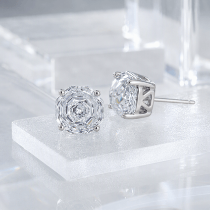 Clear Rose Cut Crystal Stud Earrings | Luxury Earrings by Kohizen