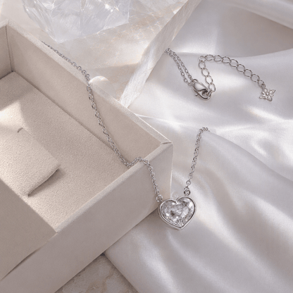 Clear Zirconia Solitaire Rose Cut Heart Necklace | Luxury Necklace by Kohizen