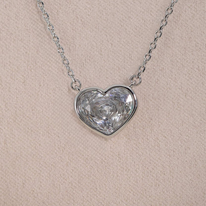 Clear Zirconia Solitaire Rose Cut Heart Necklace | Luxury Necklace by Kohizen