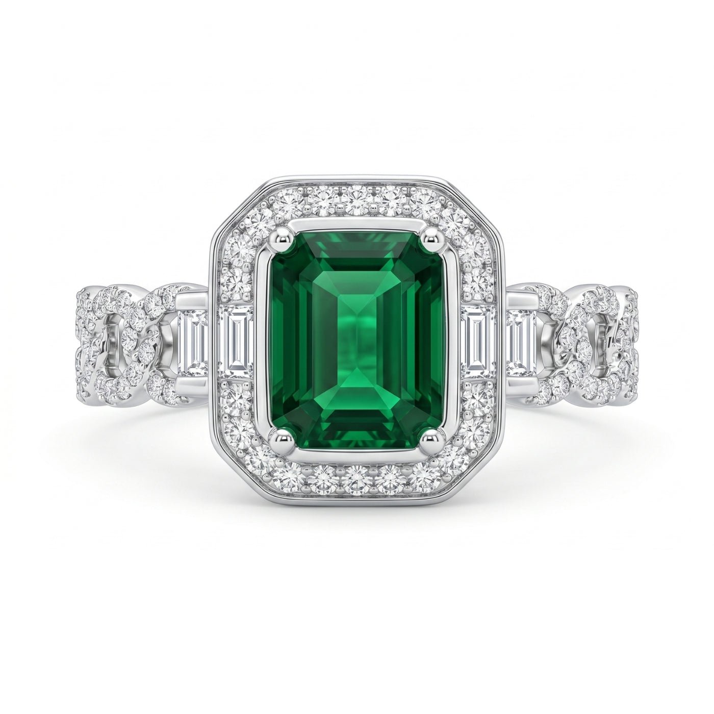 Emerald Royale Halo Ring – Luxury Green Statement Ring | Luxury by Kohizen