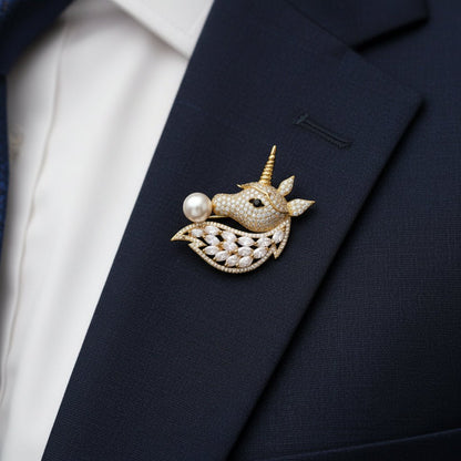 Guardian of the Moon Pearl Brooch | Luxury Animal Brooch by Kohizen