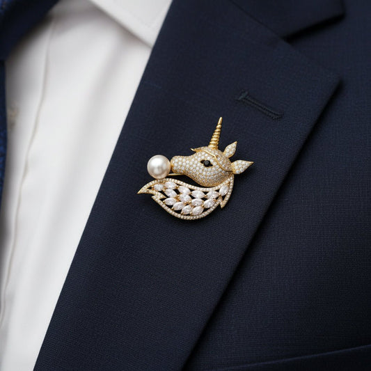 Guardian of the Moon Pearl Brooch | Luxury Animal Brooch by Kohizen