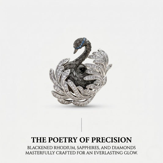 Midnight Swan Couture Brooch | Luxury by Kohizen