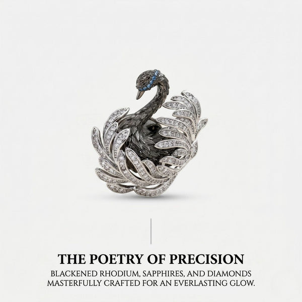 Midnight Swan Couture Brooch | Luxury by Kohizen