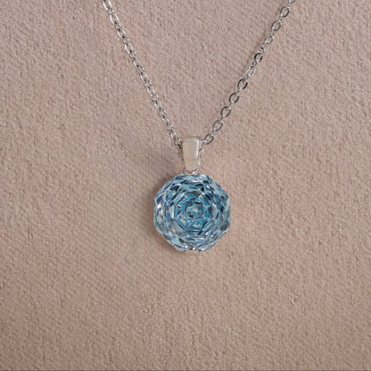 Ocean Blue Rose Cut Crystal Pendant Necklace | Luxury Necklace by Kohizen