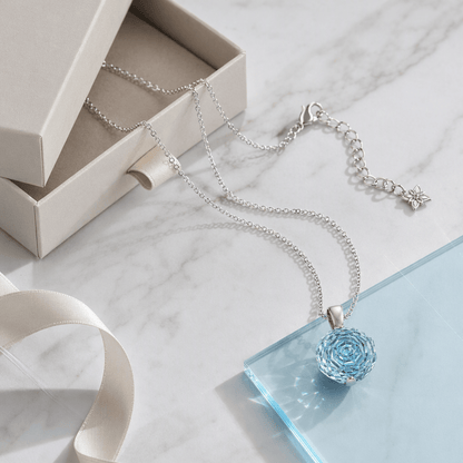 Ocean Blue Rose Cut Crystal Pendant Necklace | Luxury Necklace by Kohizen