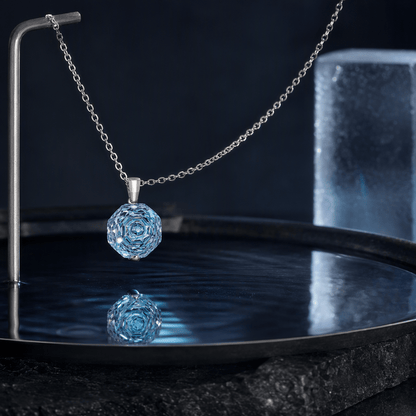 Ocean Blue Rose Cut Crystal Pendant Necklace | Luxury Necklace by Kohizen