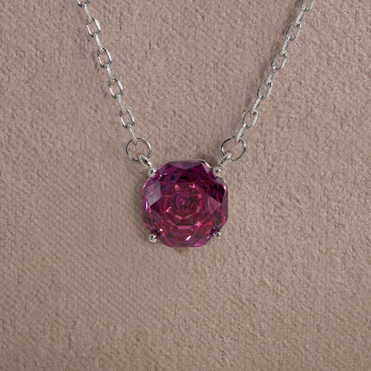Orchid Purple Rose Cut Crystal Pendant Necklace | Luxury Necklace by Kohizen