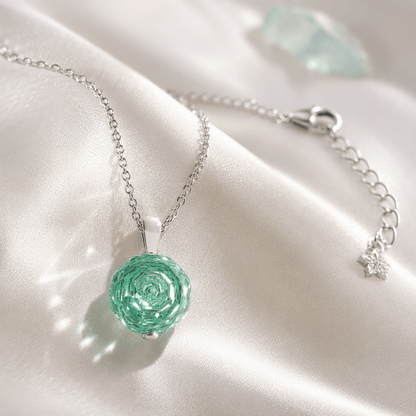 Paraiba Rose — Raw Crystal Rose Cut Pendant Necklace | Luxury Necklace by Kohizen