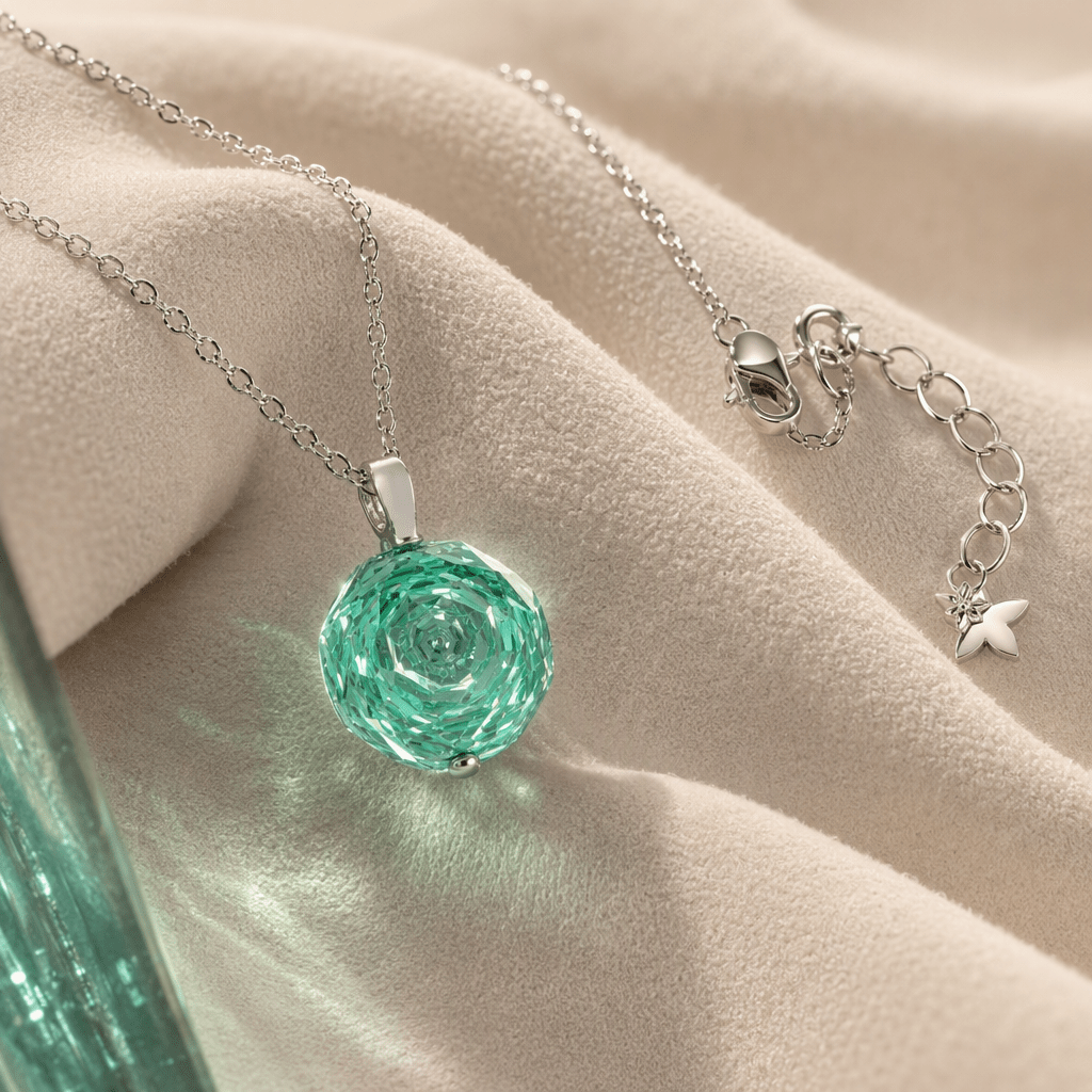 Paraiba Rose — Raw Crystal Rose Cut Pendant Necklace | Luxury Necklace by Kohizen