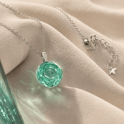 Paraiba Rose — Raw Crystal Rose Cut Pendant Necklace