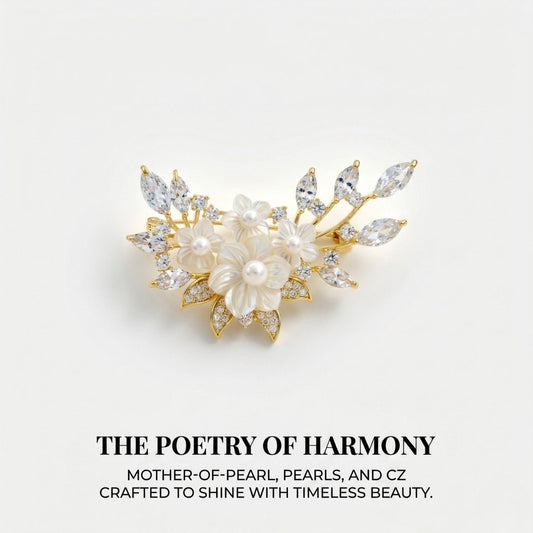 Pearl Garden Crystal Brooch | Luxury by Kohizen