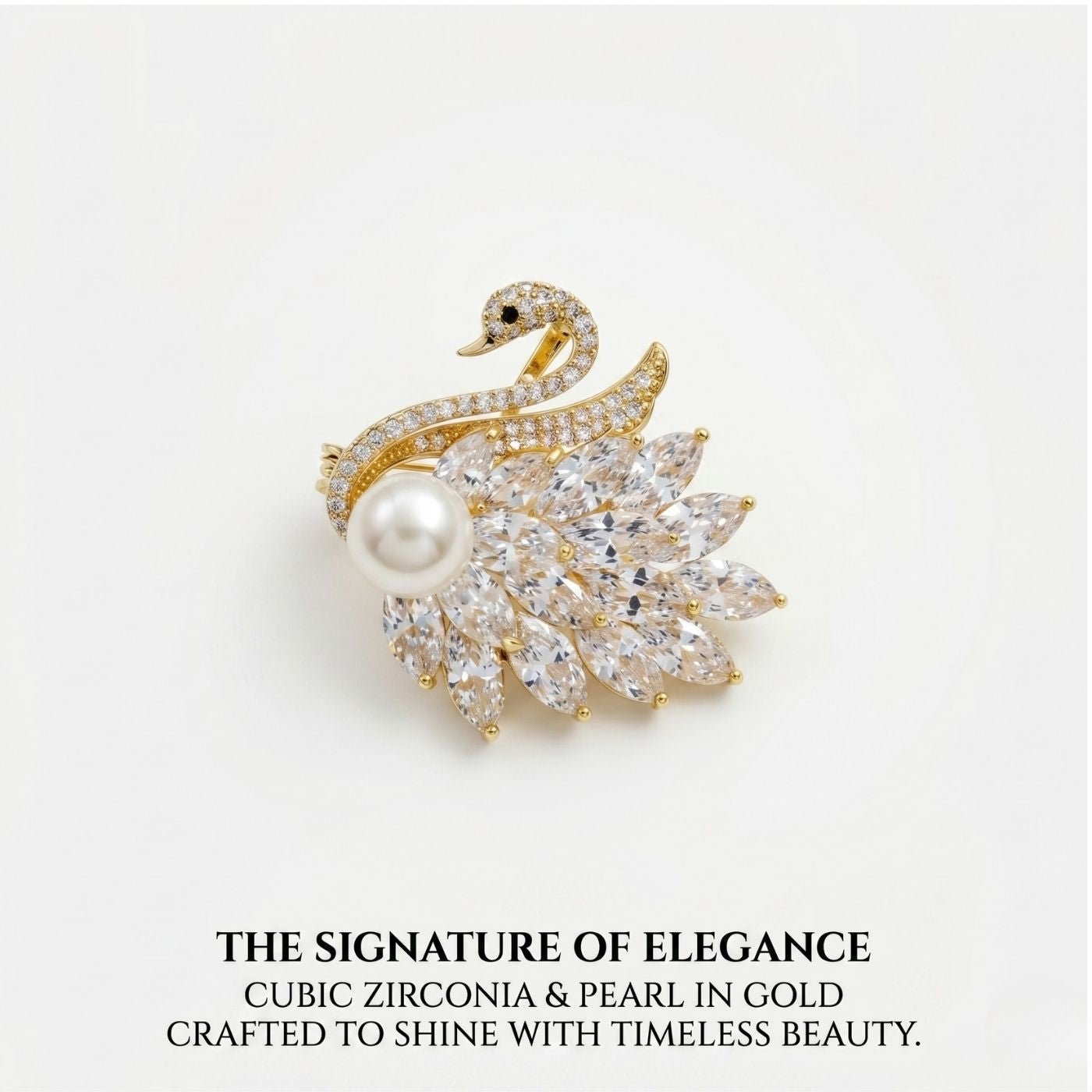 Pearl Swan Reverie Brooch | Luxury Animal Brooch by Kohizen
