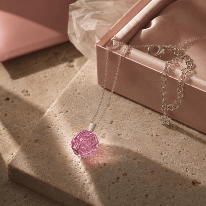 Pink Rose Cut Crystal Pendant Necklace | Luxury Necklace by Kohizen