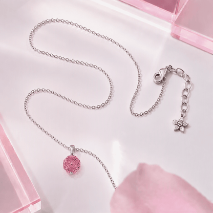 Pink Rose Cut Crystal Pendant Necklace | Luxury Necklace by Kohizen