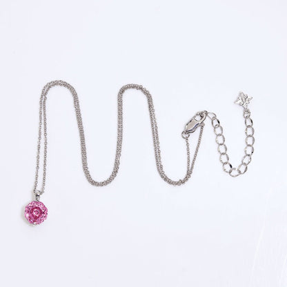 Pink Rose Cut Crystal Pendant Necklace | Luxury Necklace by Kohizen