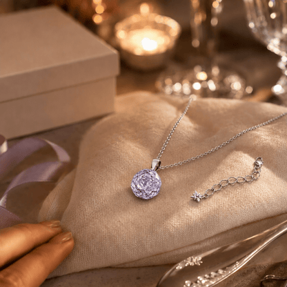 Rose Cut Lavender Solitaire Necklace | Luxury Necklace by Kohizen