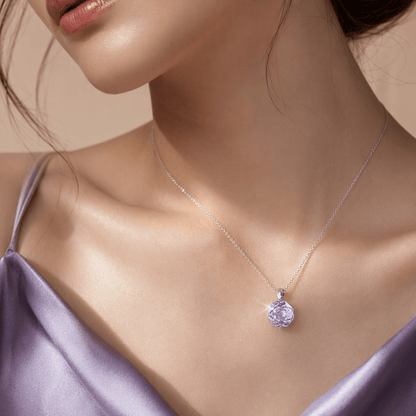 Rose Cut Lavender Solitaire Necklace | Luxury Necklace by Kohizen