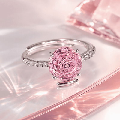 Rose Quartz Rose Cut Crystal Ring