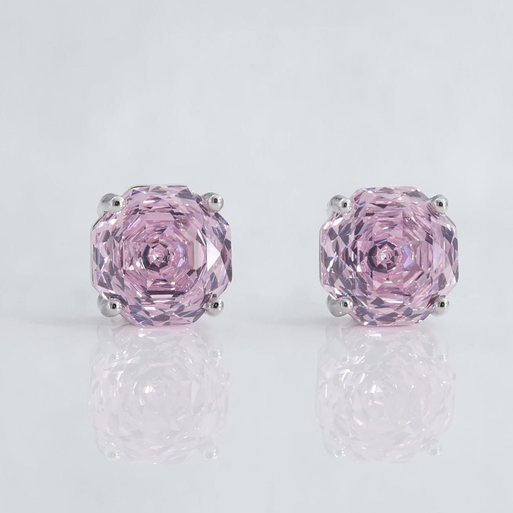 Rose Quartz Rose Cut Crystal Stud Earrings | Luxury Earrings by Kohizen