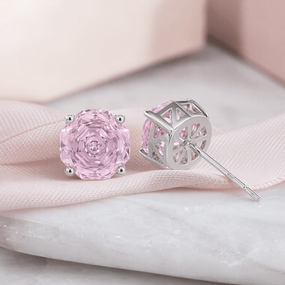 Rose Quartz Rose Cut Crystal Stud Earrings | Luxury Earrings by Kohizen