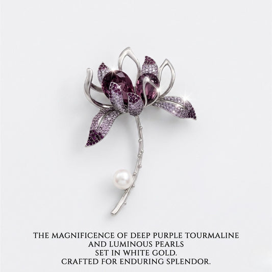 Royal Amethyst Bloom Brooch | Luxury by Kohizen