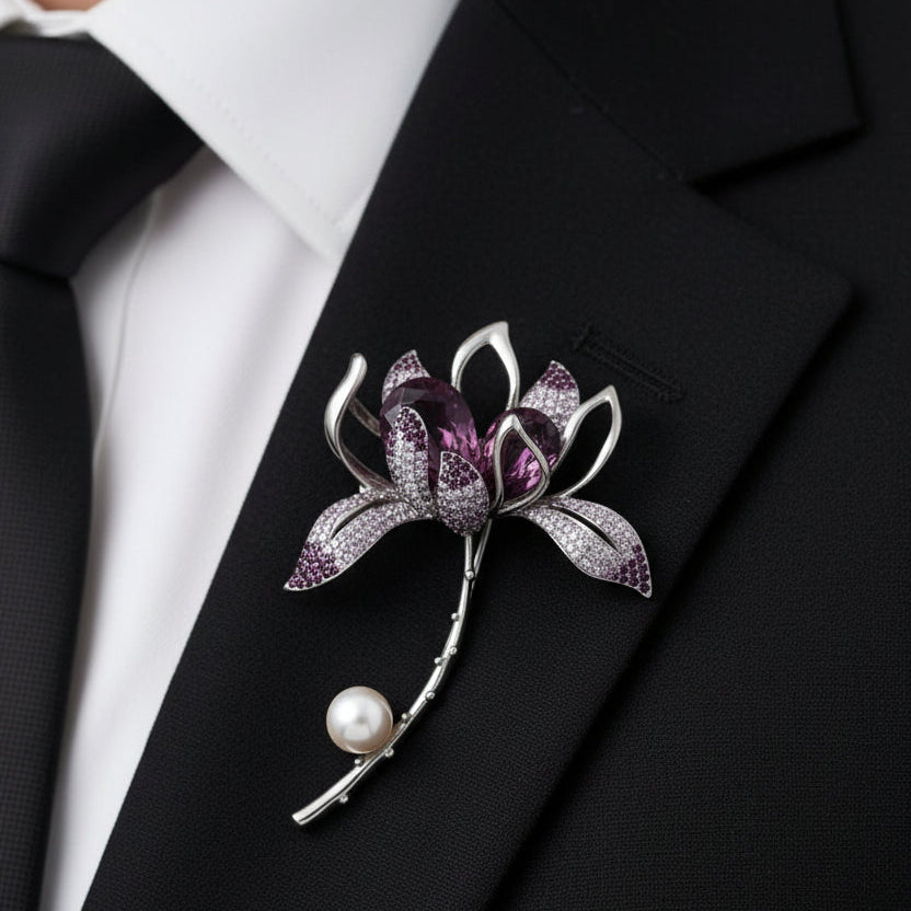 Royal Amethyst Bloom Brooch | Luxury by Kohizen