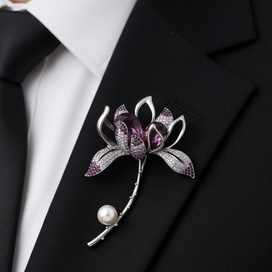 Royal Amethyst Bloom Brooch | Luxury by Kohizen