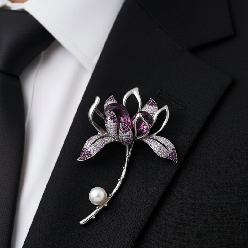 Royal Amethyst Bloom Brooch | Luxury by Kohizen